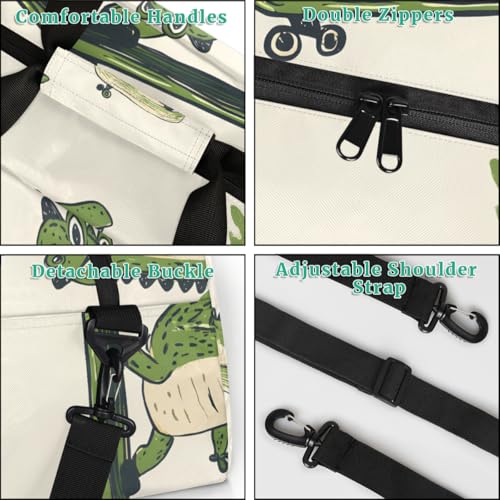 Dinosaurs on Skateboards Personalized Duffel Bag Weekend Overnight Travel Bag Sports Waterproof Gym Bag Lightweight Dance Bag4