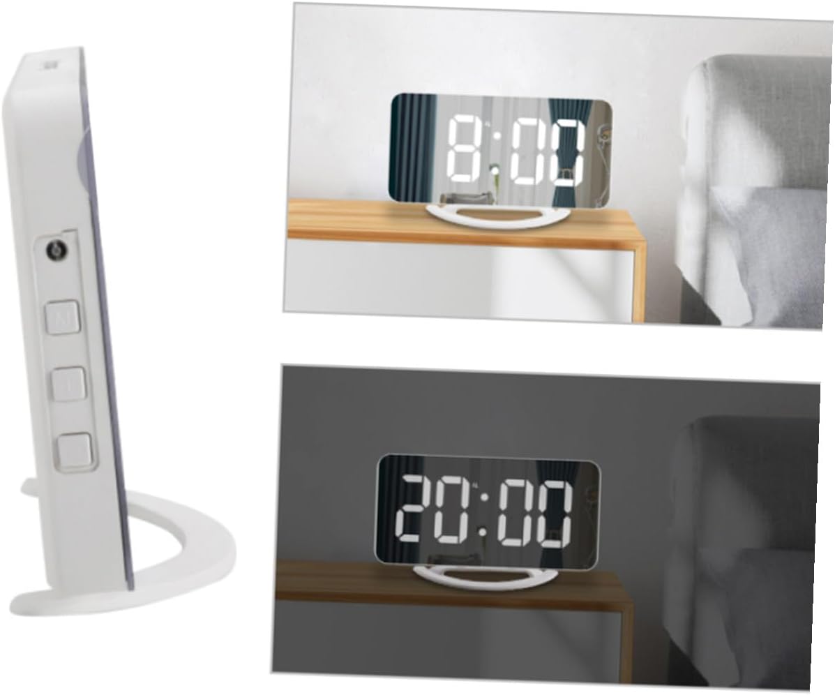 Vibrating Alarm Clock with LED Mirror Surface Digital Display, Multifunctional Shaking Bedside Clock for Bedroom Use