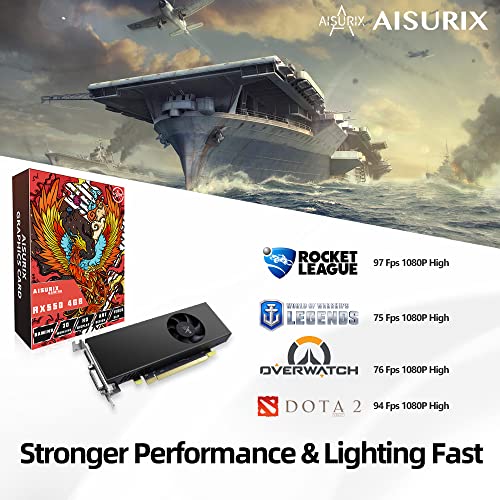 Aisurix Rx 550 4Gb Graphics Card, Lp Gddr5 128Bit Computer Video Card With Hdmi/Dvi Ports, Directx 12 Pci Express 3.0X8 Gpu Graphics Card For Gaming Pc (Style 2) #TOP3