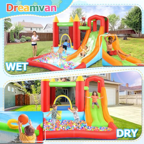 Bounce House for Kids, Inflatable Bouncer House with Air Blower, Bouncy Castle with Slide, Pool, Climbing Wall, Bouncing Area, Ball Pit, Basketball Hoop Jumping House for Party Ages 3-10 - Image 5
