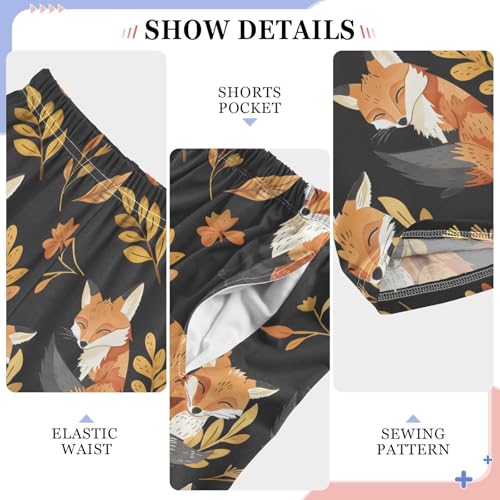 ALAZA Fox Flower Leaf Pajama Lounge Pants Long Sleep Pajama Bottoms with Pockets4