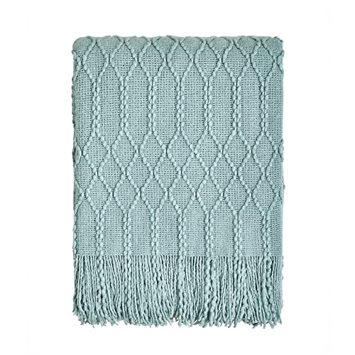 KASYLAN 100% Acrylic Knitted Throw Blanket Textured Solid Soft Decorative Throw for Sofa, Couch, Bed,50x60 Inch,Aqua by KASYLAN - Image 7