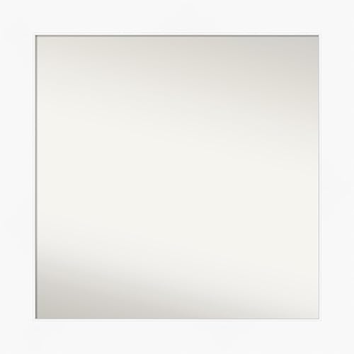 Amanti Art Espejo de baño blanco para sobre el fregadero, 30 x 30 pulgadas, espejo de tocador cuadrado blanco, marco de madera moderno medio, se