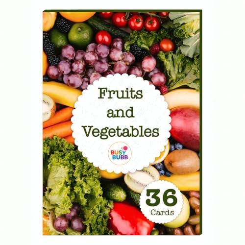 Image of Fruits & Vegetables | 36 Laminated Anti-Glare Flash Cards | Montessori Inspired Fun & Easy to Learn Toys for Kids
