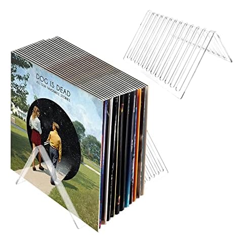 AZKEEGREY 2 Pack Clear Vinyl Record Storage Holder, 12 Slot Acrylic Vinyl Record Stand Display for Desktop Album Storage, Office & Home Cover