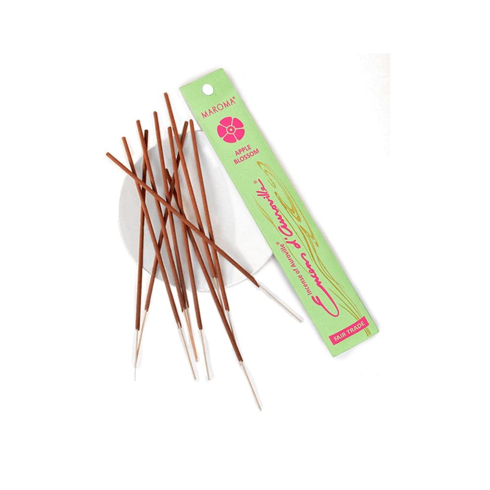 Maroma Encens d'Auroville Incense - Apple Blossom - 8" 10 Sticks (3 Packs x 10 Sticks)