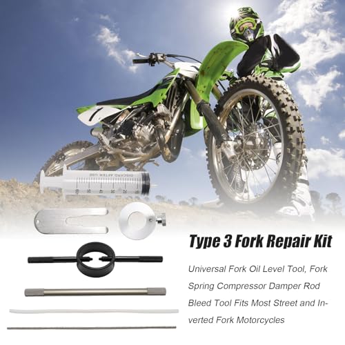 Image of Fork Service Tool Kit, Universal Fork Oil Level Tool, Fork Spring Compressor Damper Rod Bleed Tool Fits Most Street Motorcycles (Fork + Spring Compressor + Damper Rod Bleed Tool)