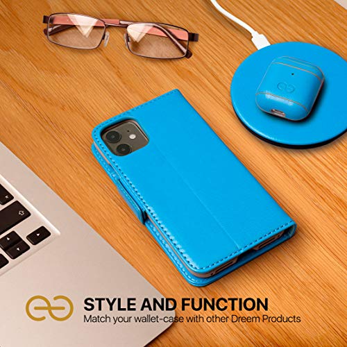 Image of dreem Fibonacci 2-in-1 Wallet Case for Apple iPhone 8 Plus & 7 Plus - Luxury Vegan Leather, Magnetic Detachable Shockproof Phone Case, RFID Card Protection, 2-Way Flip Stand - Sky