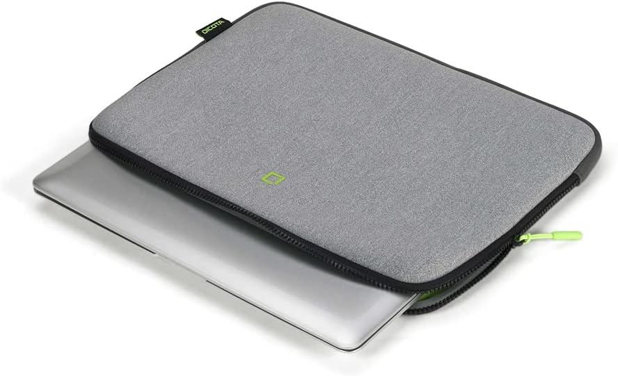Dicota Skin Case 13-14.1 Inch Flow Laptop Notebook Computer Tablet Bag Sleeve, Stretch Neoprene Sleeve Notebook Case, Grey/Green
