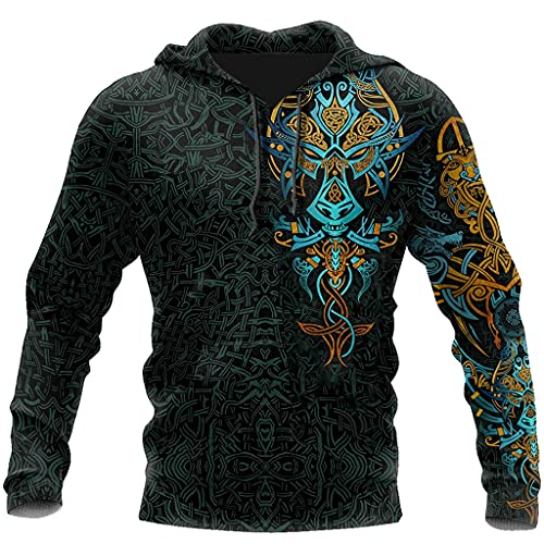 YCYR Sweats à Capuche Unisexe Impression 3D Viking Dragon Celtique Pull à Capuche Streetwear, Mode Harajuku Décontracté Ample Sweat-Shirt,Hoodie,XL