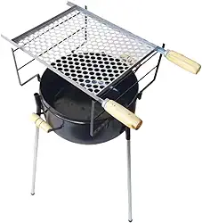 CHURRASQUEIRA A CARVÃO REDONDA COMPLETA COM GRELHA