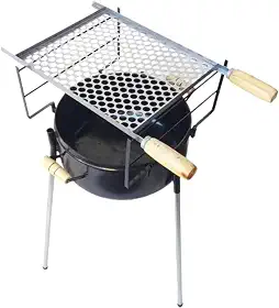 CHURRASQUEIRA A CARVÃO REDONDA COMPLETA COM GRELHA