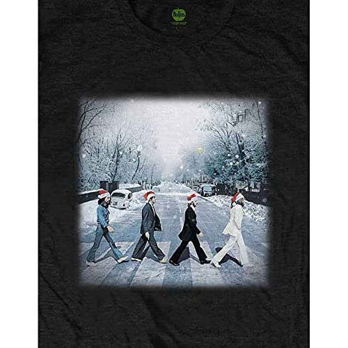Générique The Beatles T Shirt Abbey Christmas Band Logo Nouveau Officiel Noir - Les Beatles, Paul McCartney, John Lennon, RIngo Starr, George Harrison Générique The Beatles T Shirt Abbey Christmas Band Logo Nouveau Officiel Noir – Image 4