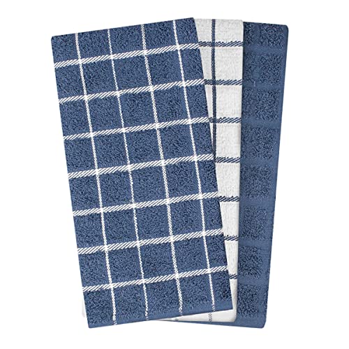 Ritz Premium Kitchen Towel Highly Absorbent, Super Soft, Long-Lasting, 100% Cotton Terry Dish Towels, Hand Towels, Tea Towels, Bar Towels, 3-Pack, 25"X15", Blue #TOP1