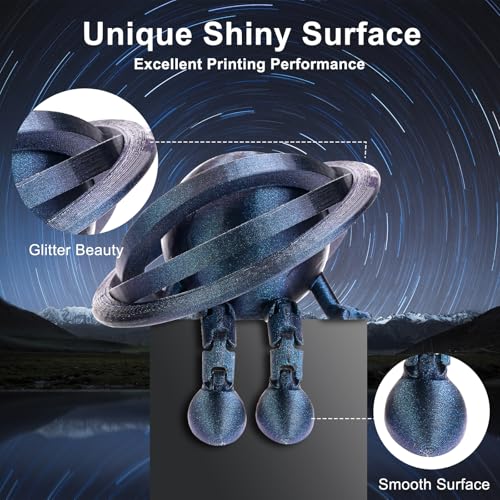 Image of ERYONE Galaxy PLA 3D Printer Filament, Sparkle Glitter PLA, 1.75mm + /-0.03mm, 1kg(2.2LBS) /Spool, Christmas Filament, Galaxy Sirius Nebula (Blue)