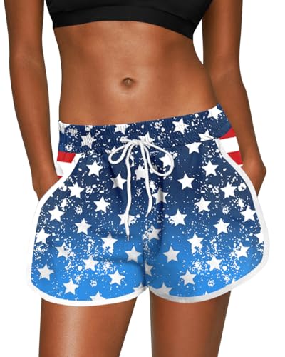 Image of For G and PL Women Summer Floral Beach Boardshorts with Pockets Swim Trunks