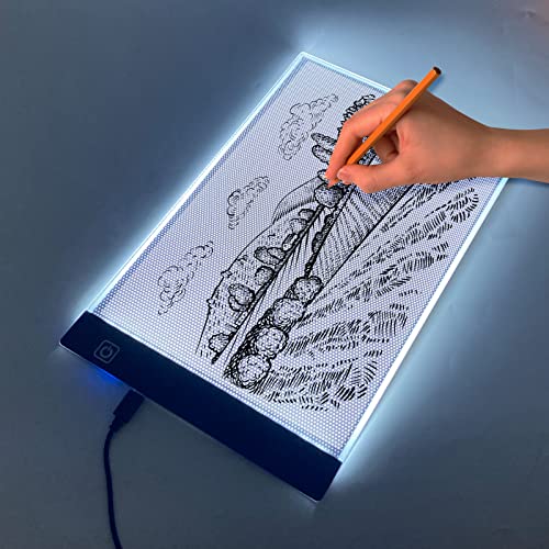 Led Licht Pad A4, Leuchttisch A4 Tragbare LED, Leuchttisch LED Zeichenbrett, mit Einstellbare Helligkeit, für Diamond Painting, Künstler, Skizzieren, Animation, Röntgenbetrachtung (A4)