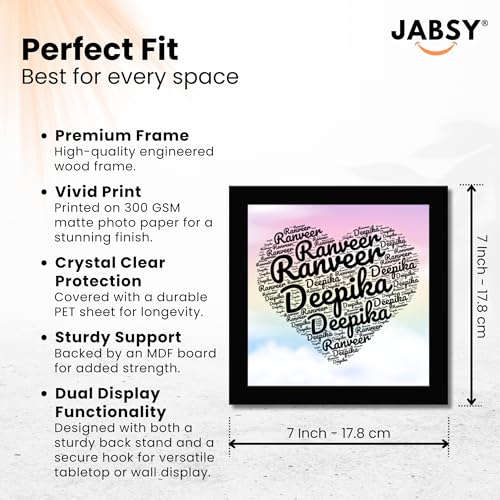 Image of Amazon Brand JABSY - Valentine Day Couple Name Unique Photo Frame | Wedding Engagement Anniversary Birthday Gift Name Heart Cute