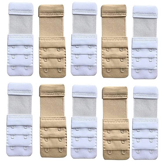 Bra Hook Extender-2 Hook - 3 Rows (with Extra Elastic) Save Your Bra Increase WHITE CREAM SET COLOR-image-41