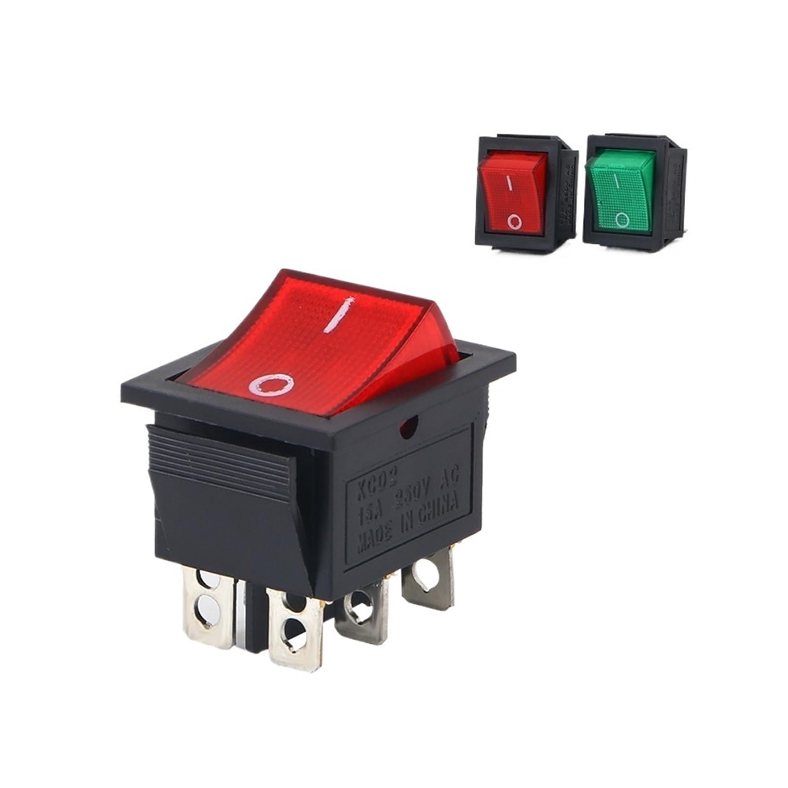 BKGWCSOR 5pcs KCD4 Rocker Switch 6 Pins 16A 250VAC/ 20A 125VAC Push Button Power Electrical Equipment(R1ed) Switches