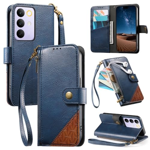 Étui Oppo A57 4G bleu anti-rayure avec porte-carte pour éviter les chutes