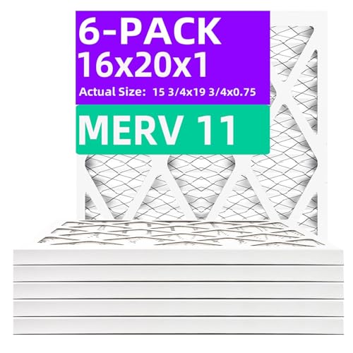 Qingzhug 16x20x1 MERV 11 (6-Pack) Pleated Air Filter (Actual Size: 15.75x19.75x0.75) MPR 1200 & FPR 7 Furnace Air Filters