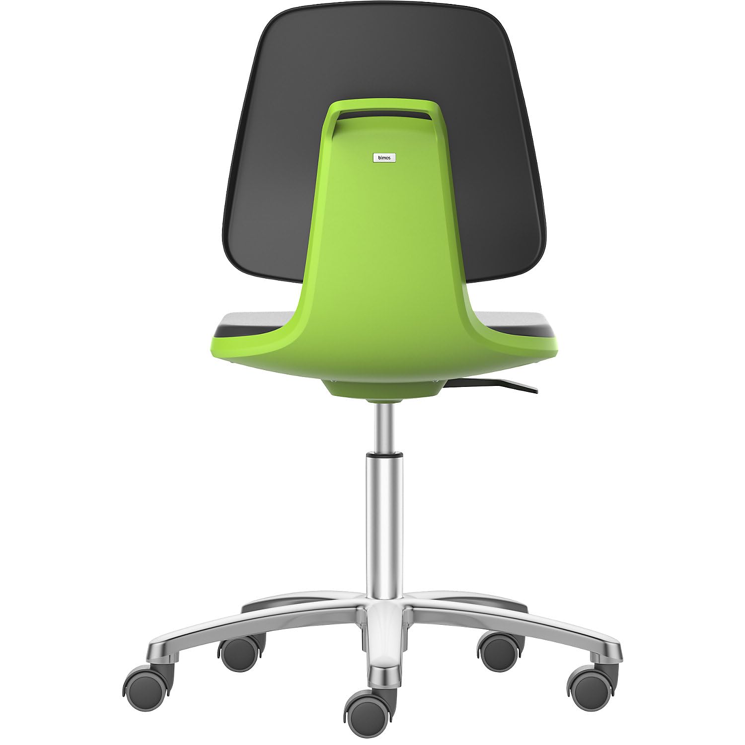 BIMOS | Sedia girevole da lavoro LABSIT | basamento a cinque razze con rotelle | sedile in PU espanso | verde