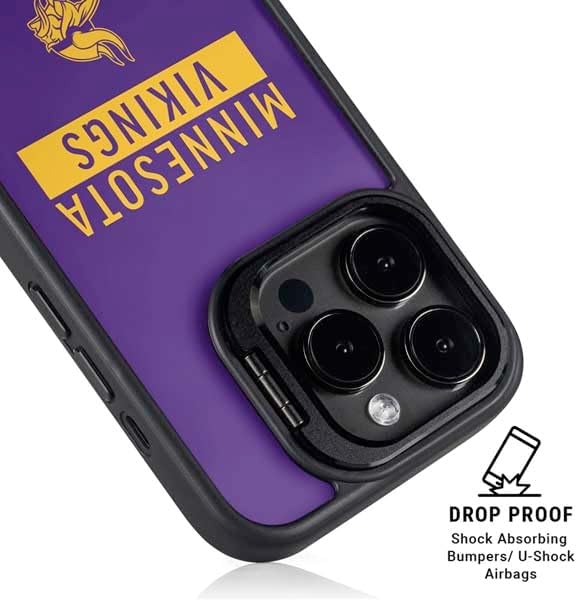 Skinit Kickstand Phone Case Compatible with iPhone 16 Pro Max - Officially Licensed NFL Minnesota Vikings Purple Performance Series Design