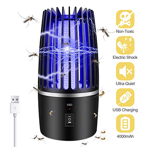 Eliminador de Mosquitos eléctrico 2 en 1, con luz para el eliminador de mosquitos con lámpara UV y luz, Exterminador de insectos con USB, 360° carga que atrae a insectos voladores para interiores