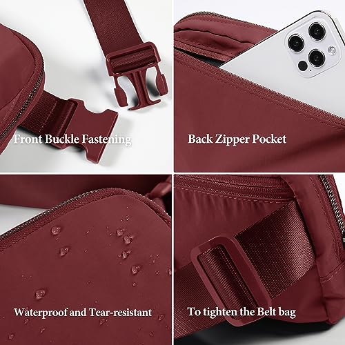 Image of ODODOS Unisex Mini Belt Bag with Adjustable Strap Small Fanny Pack for Workout Running Traveling Hiking, Wine
