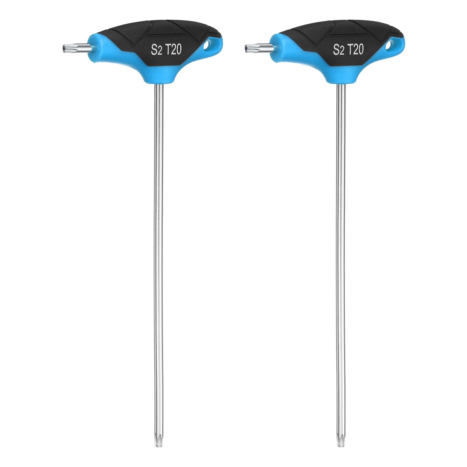 sourcing map 2pcs T-Handle Torx Key Wrench T20 S2 Steel Dual End T-Key Wrench Torx Screwdriver Hex Keys Tool for Automotive Household Maintenance, Blue Black