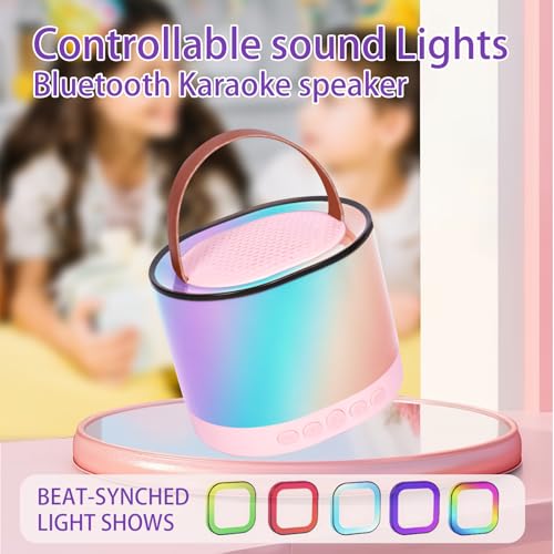 Portable Bluetooth Kids & Adult Karaoke Speaker with LED Lights & 2 Wireless Mics