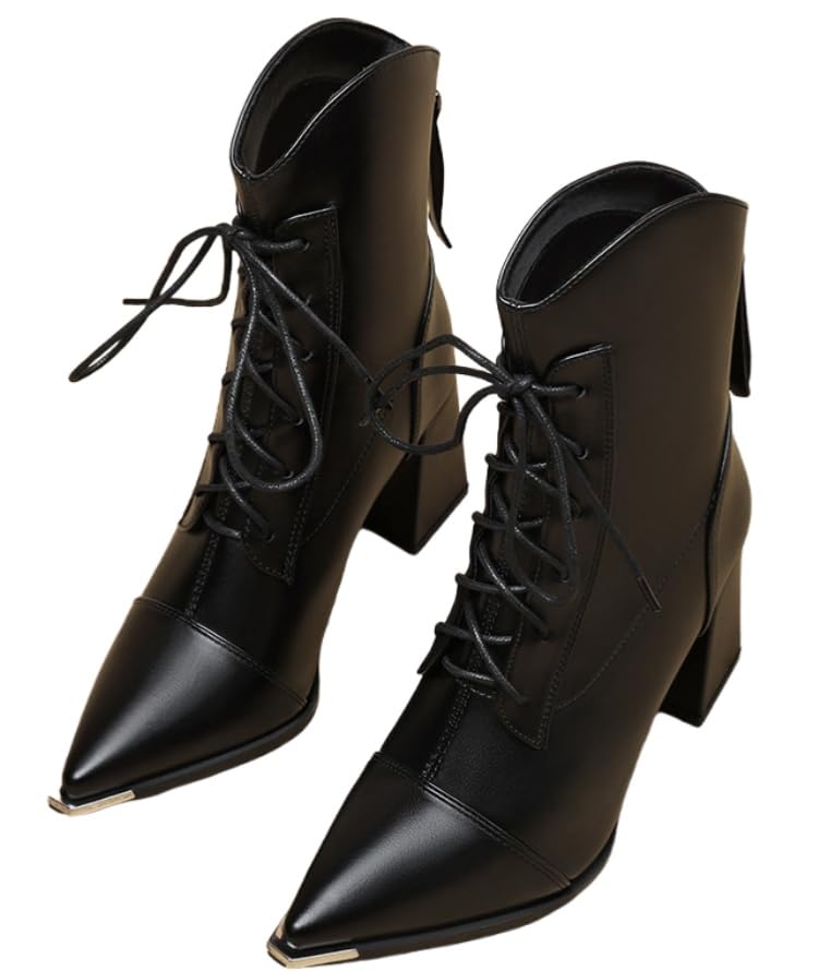 Womens high-heel stylish short boots - comfortable and warm lining elegant thick heel design suitable for all seasons