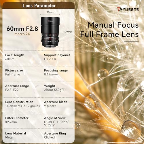 7artisans 60mmF2.8 Macro 2X Manual Focus Full Frame Mirrorless Camera Lens Compatible for Canon RF Mount Cameras EOS-R RP R3 R5 R6 etc. - Image 6