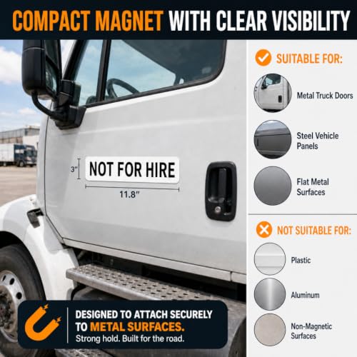 Image of Not For Hire Magnetic Signs, 3 inchx 11.8 inch Not For Hire Car Magnetic Sticker Signs for Vehicles, Display On Box Truck, Tractor Trailer, Company Vehicle, Personal Vehicle