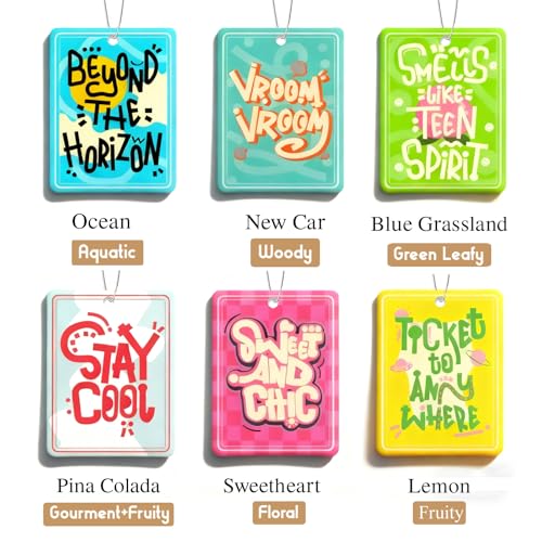 Image of 6 Pack Car Air Freshener Hanging Cute Car Accessories For Women Automotive Air Fresheners Stay Cool Car Accessories for Teen Girls Ocean Scent Small Gifts for New Car Owner Teen