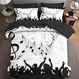 WeCozy 7 Pcs Full Size Comforter Set with 2 Pillowcases & 2 Shams, Musical Live Bedding for Kids and Adults, Music Rock Concert Bed in a Bag with Flat Fitted Sheet