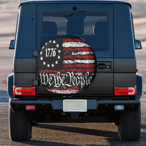 Image of Vintage America American Flag Spare Tire Cover Weatherproof Wheel Protectors Dust-Proof Sun Protection Wheel Tire Covers Universal Fit for Truck SUV RV Camper Trailer Car Accessories 15 inch