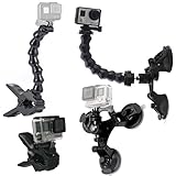 [page_title]-GreatCool Auto Saugnapf Kamera Halterung Stativ Tri-Cup+Jaws Flex Klemmhalterung Cliphalterung + Verstellbarer Schwanenhals Arm Flexarm Einfassung Zubehör Bundle Kits für GoPro Fusion Action cam