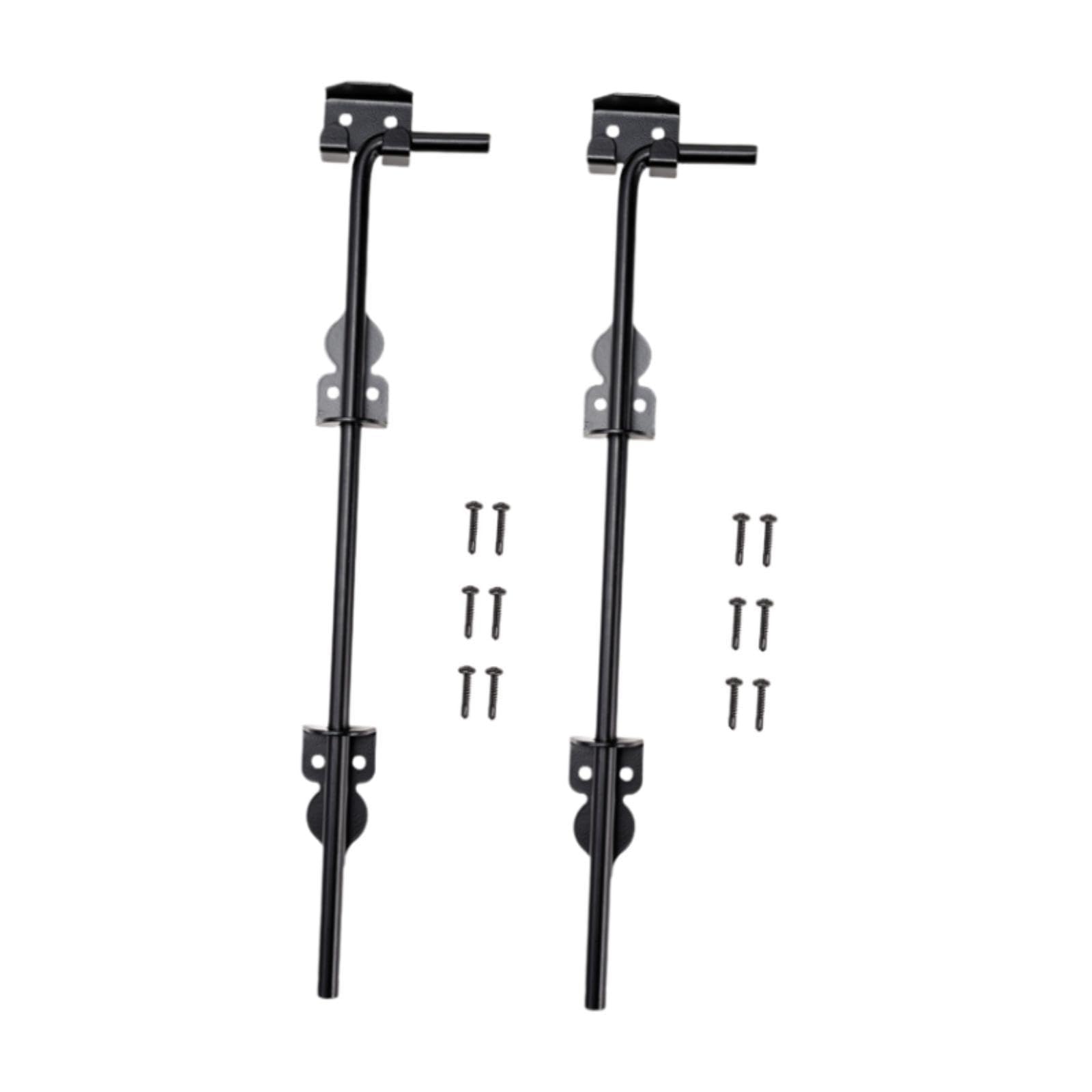 Gralara Pestillo de puerta de acero multifuncional de 46 cm, color negro, para portones, accesorios de suelo, 2 Piezas