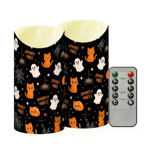 Velas LED sin llama Ghosts Cats con temporizador y mando, pack de 2 de plástico