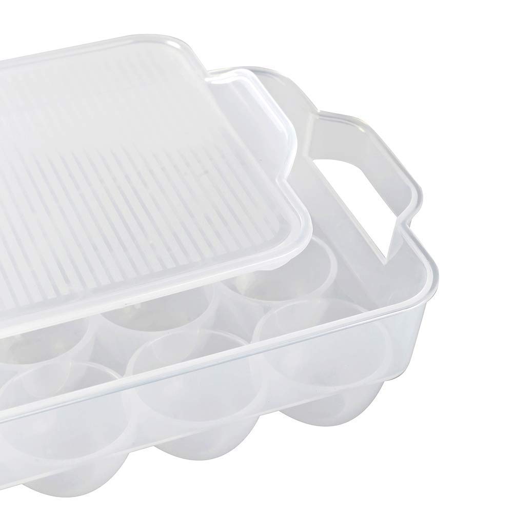 TOUARETAILS Plastic Egg Tray for Fridge Egg Holder with Lid, Transparent, Plastic (18 Eggs) 3