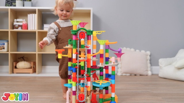 JOYIN 236Pcs Glowing Marble Run with Motorized Elevator