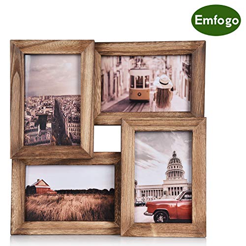 Emfogo 4x6 Picture Frames Wood Collage Picture Frames with High Definition Glass Multi