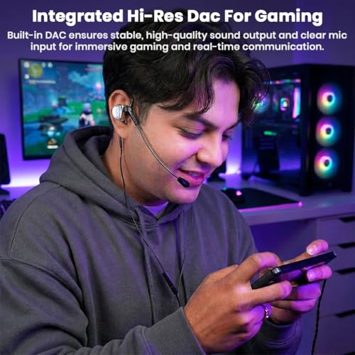 Image of AUDIOCULAR BOOM-X Gaming IEM TypeC Upgrade Cable with Boom Mic, APP Support, Built-in KT02H20P DAC chip (32-Bit /384kHz), 0.78mm 2-Pin, 4N OFC,In-Line Mute & Controls, Esports & FPS Gaming (Black)