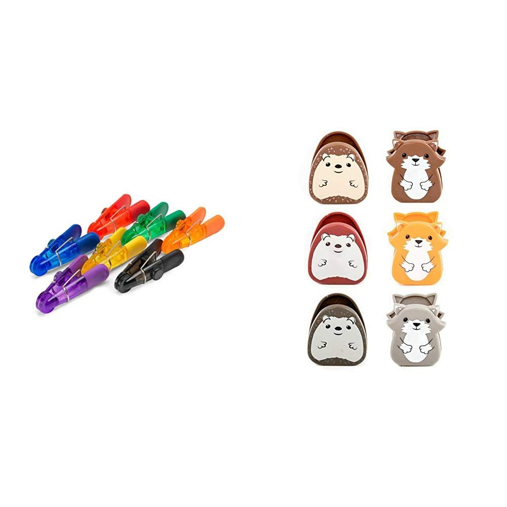 Magnetic Multipurpose Bag Clips, Set of 7, Multicolored & Kikkerland Woodlands Bag Clip, Set of 6