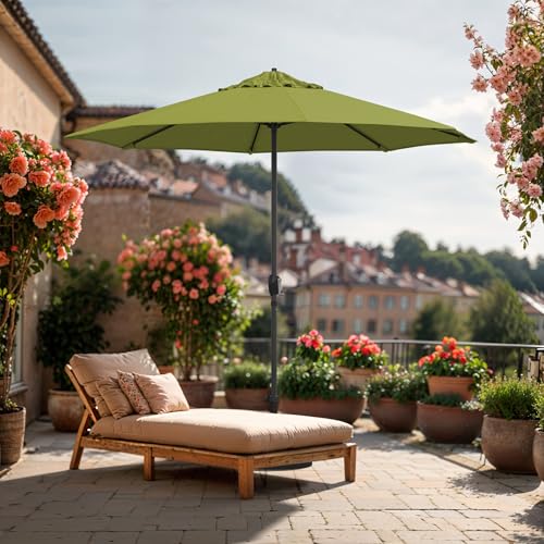 Image of California Umbrella 8-Year Protection 9 Ft Outdoor Patio Umbrella, Solstice Fade-Resistant Fabric, Auto-Tilt, Heavy Duty Aluminum Frame, 8 Reinforced Ribs for Pool or Deck, Bronze Pole