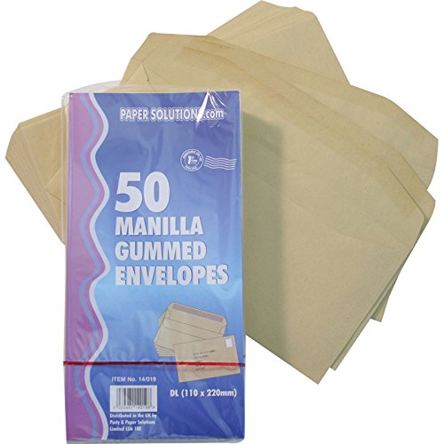 50 x Manila marrón papel engomado autoadhesiva sobres DL - 220 mm x 110 mm entrega gratis