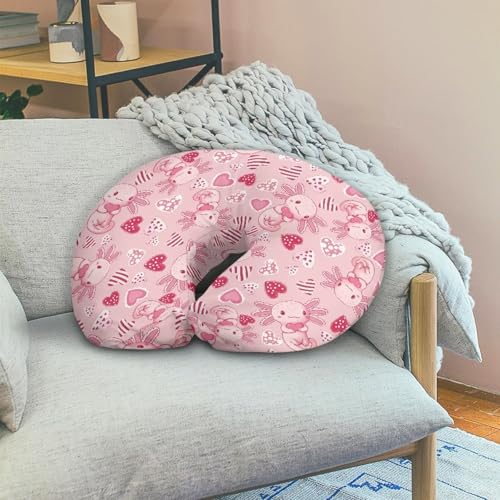 Image of Axolotl Hearts Baby Nursing Pillow Cover for Breastfeeding Moms, Easy to Clean Breathable Neutral Breastfeeding Pillow Cover for Bottle Feeding