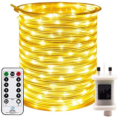 RcStarry 50M 500 LED Rope Lights, 8 Modes, Timer, Remtoe, Plug in Indoor Outdoor String Lights, Warm White, IP65 Waterproof Fairy Lights for Garden, Patio, Deck, Landscape Lighting, Bedroom and More Cover